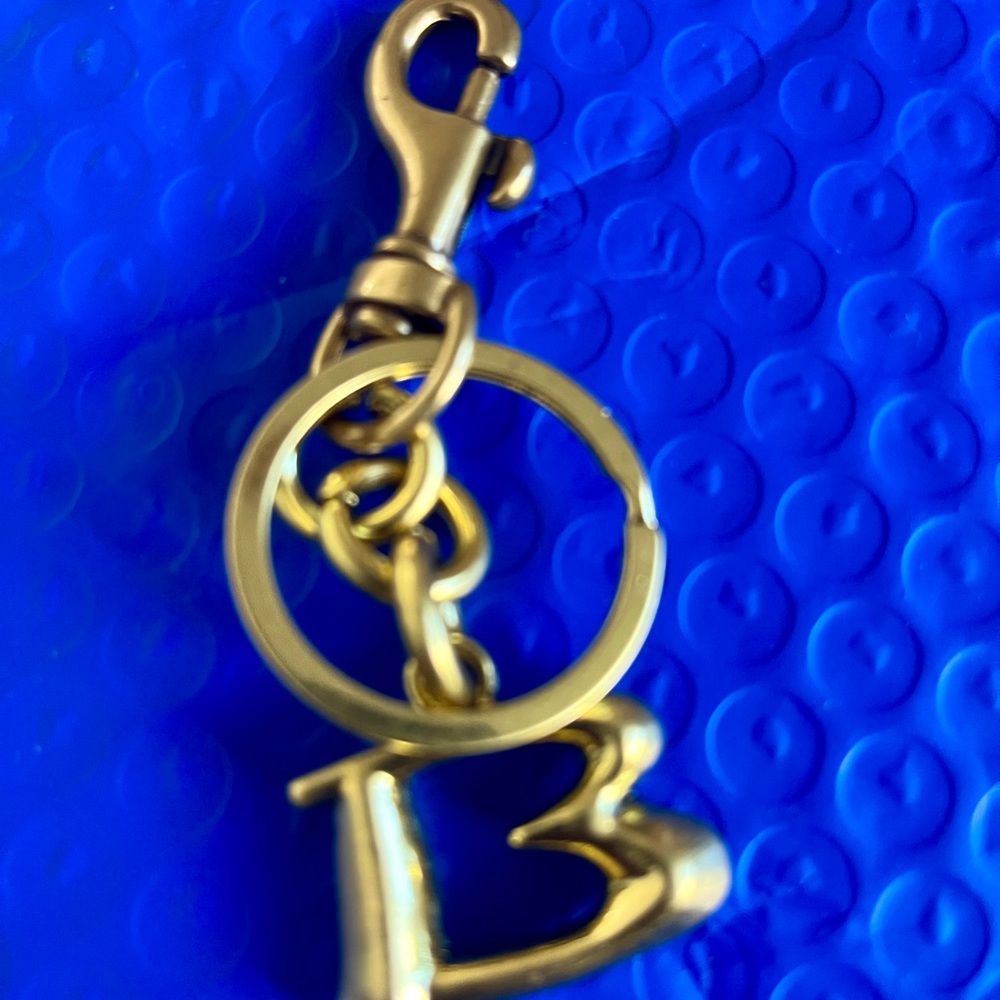 Gold tone signature letter B keychain Bag Charm